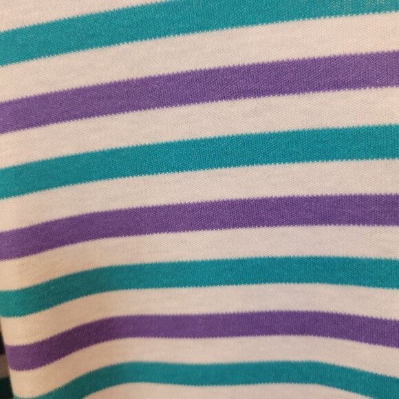 Vintage Jantzen Classic Lg Striped SS 1/4 Button Jersey Knit Blouse Round Hem - Picture 5 of 7